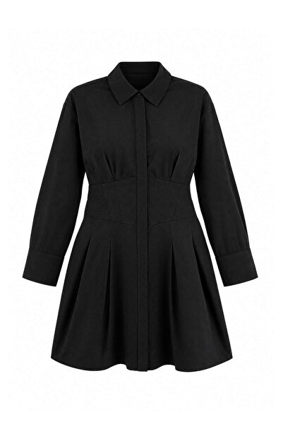 Trendyol Curve Black Woven Plus Size Dress Tbbaw27Ah00019