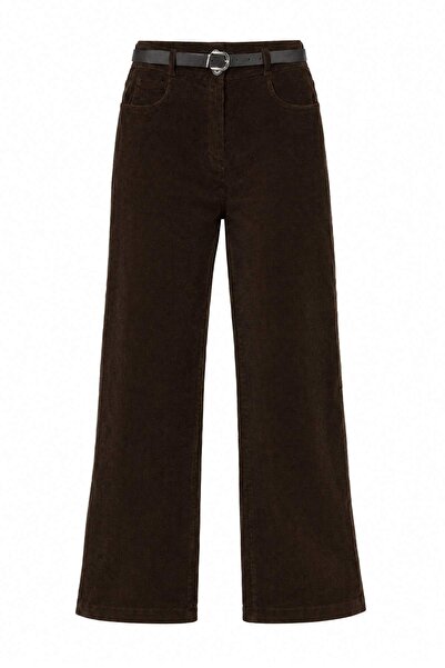 Trendyol Collection بنطلون بني داكن TWOAW27PL00086