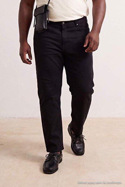 Trendyol Collection Big Size Black Regular Fit Flexible Fabric Men's Jeans Tm...