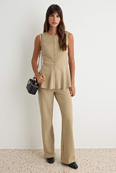 Trendyol Collection Stone Thessaloniki Buttoned Waist Open Wide Leg/Palazzo B...