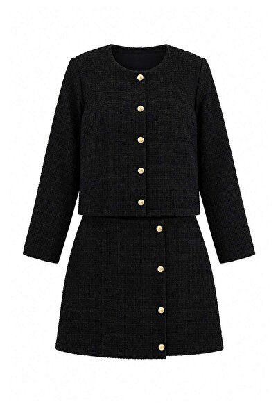 Trendyol Curve Black Woven Large Size Bottom - Top Set