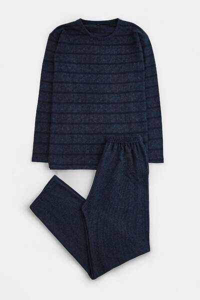 Trendyol Collection Navy Blue Regular Striped Homewear Pajama Set Tmnaw27Pt00058