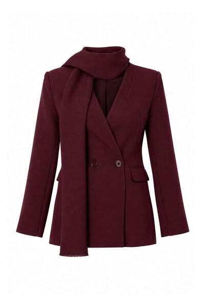 Trendyol Collection ترينديول ستوديو سترة بليزر بلون البرقوق مع شال TWOAW27BC0...