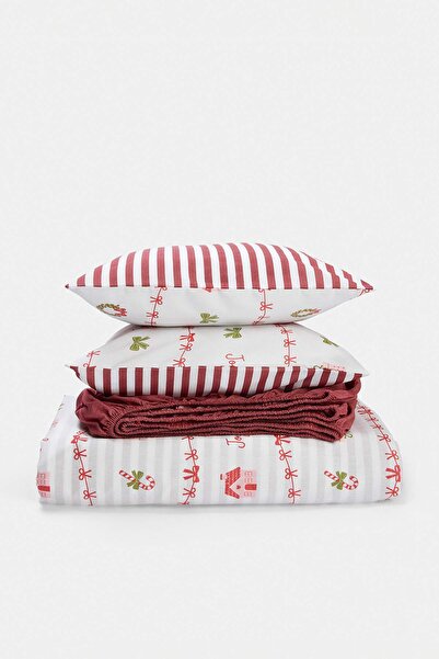 TRENDYOLMİLLA HOME Double Christmas Themed Elastic Sheet Duvet Cover Set 200X...