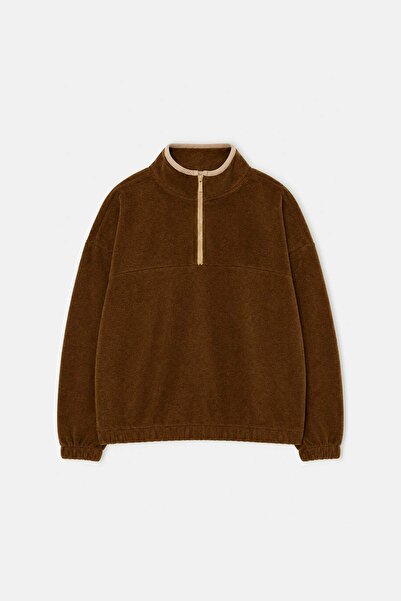 TRENDYOLKIDS Brown Boy's Plain Knitted Fleece Jacket Tkdaw27Sw00065