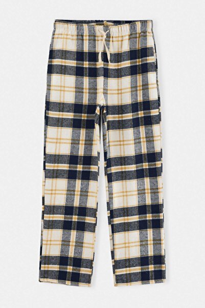 Trendyol Collection Navy Blue Plaid Straight Fit Woven Pajama Bottoms Tmnaw27...