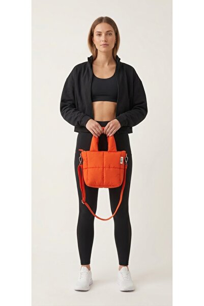 Nuggita Mini puffer Turuncu - Piccolo Quadrato - Su Geçirmez Puf Kumaş