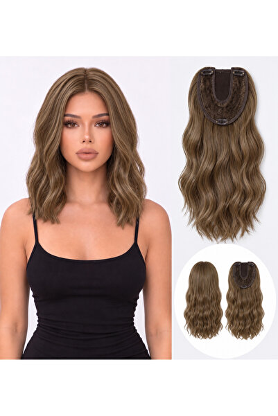 Lulu Bella Kadın Kahverengi 35 cm Tül Tepelik Dalgalı Çıtçıtlı - 1. Kalite Fi...
