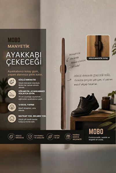 MOBODESİNG Mobo Mıknatıslı Ahşap Ayakkabı Çekeceği 70 cm