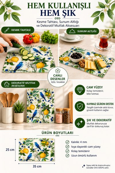 OVO SHOP Glass Cutting Board 25*35 Mixed Pattern