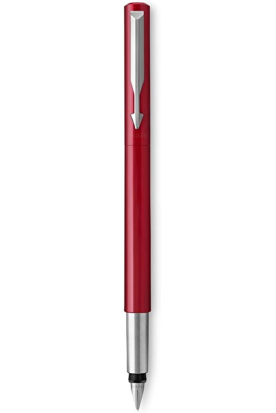 Parker قلم حبر فيكتور، أحمر اللون مع حواف كروم، سن متوسط، علبة هدايا-1012