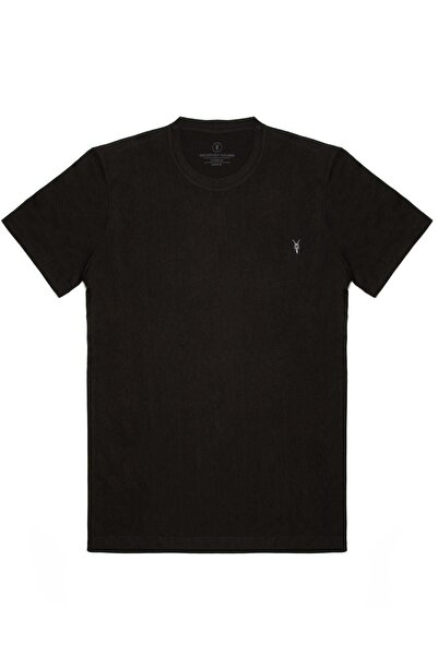COMBİNE MİCHAİL Men's Black 100% Cotton Slim Fit Crew Neck Short Sleeve T-Shirt