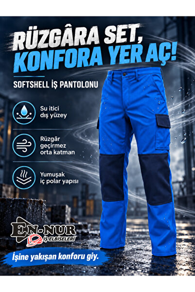 EN-NUR Su Rüzgar Geçirmez Outdoor Kışlık Içi Polarlı Softshell Pantolon