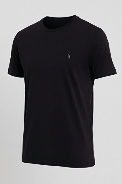 COMBİNE MİCHAİL Men's Crew Neck Casual Basic Black T-Shirt
