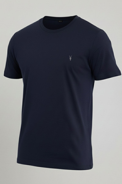 COMBİNE MİCHAİL Men's Crew Neck Casual Basic Navy T-Shirt