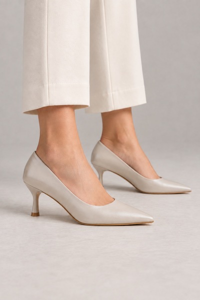 BONO Women's Leather Wrinkled Pointed Toe 6.5 cm Thin Heel Stiletto Event Shoes