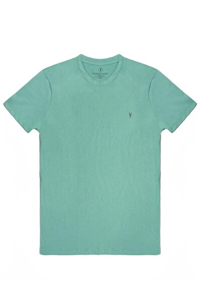 COMBİNE MİCHAİL Men's Crew Neck Slim Basic Mint T-Shirt