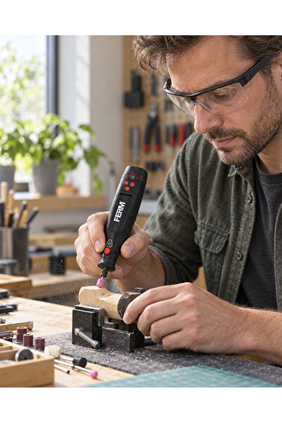 OEM Mini polizor multifuncțional FERM 8V, 5 viteze, încărcare USB-C, 50 acces...