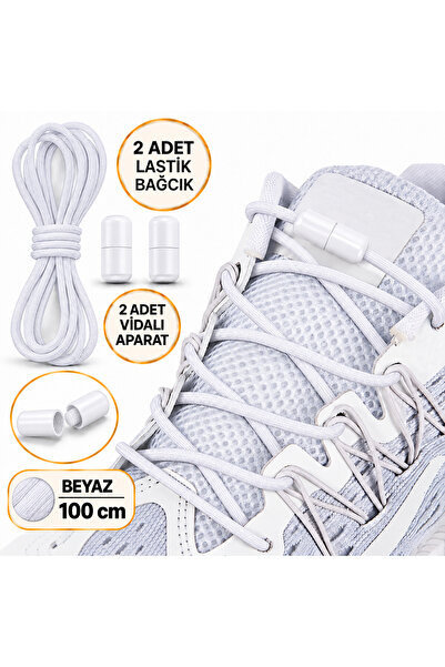 AiryFooT 100 Cm Vidalı Elastik Akıllı Esnek Yuvarlak Ayakkabı Bağcık 1 Çift (...