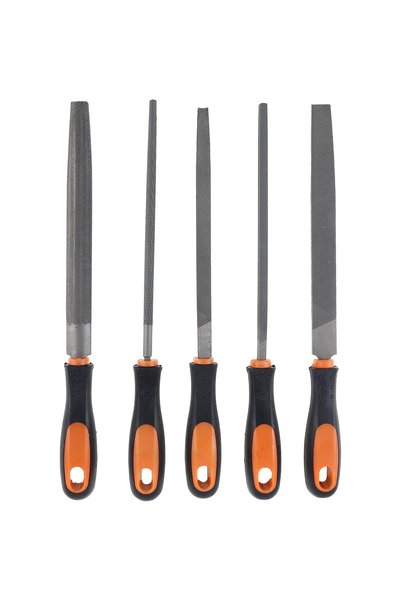 Lawazim File Set 5Pcs - Flat Round Square Half-Round Triangular Metal File Se...