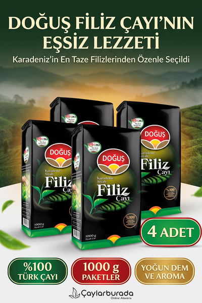 Doğuş Çay Filiz Çayı 1000 gr X 4 Adet