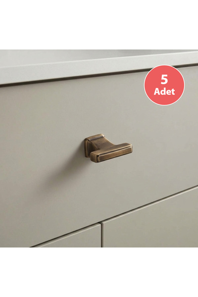 EYM 5 Pieces Borns Techno Single Screw Button Furniture Handle Antique Yellow...