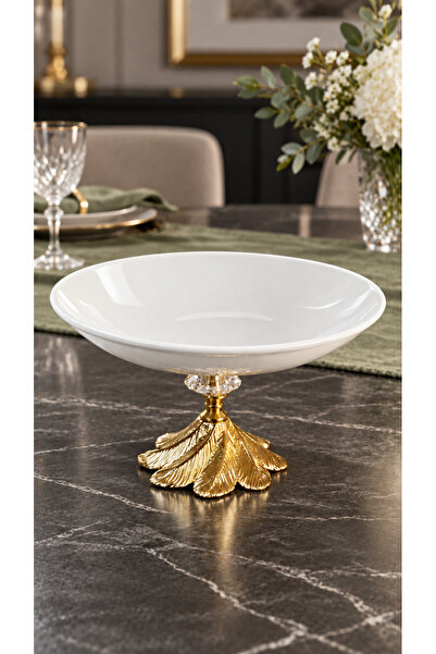 MAY HOME Metal Ayaklı Porselen Kase & Salata Meyve Meze Sunumluğu