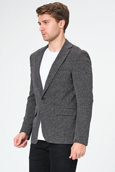 Genel Markalar Antrasit Blazer, Klasik Slim Fit Erkek Ceket