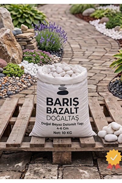 Barış bazalt doğaltaş Beyaz Dolomit Taşı 10 KG 4-6 cm – Doğal Dekoratif Bahçe, Peyzaj, Saksı, Teraryum ve Akvaryum Taşı