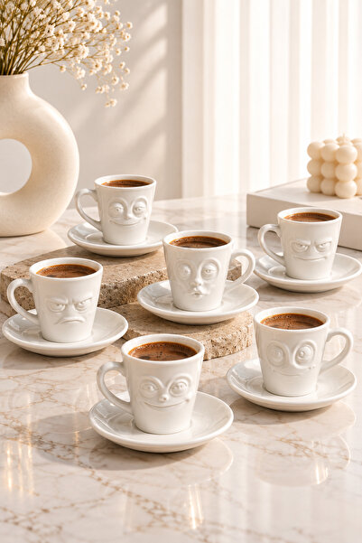 YzHome Acar 6-Person Luxury Porcelain Face to Face Facial Expressions Coffee ...