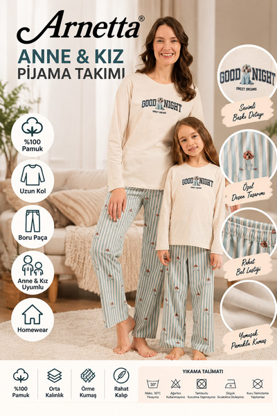 Arnetta Mother Daughter Sweet Dreams Cream Long Sleeve Pajama Set