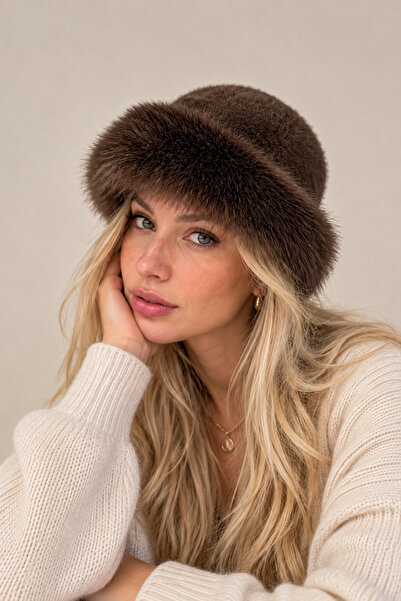 Şirin Giyim Aksesuar Soft Plush Hat - Brown Fur Kalpak