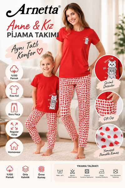 Arnetta Anne-Kız, %100 Cotton, Pijama Takım (ayrı ayrı fiyatlandırılır)