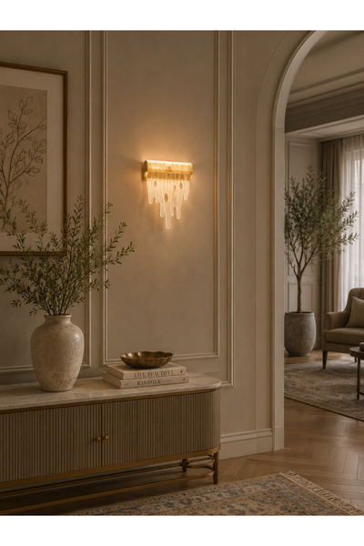 Moonlight Lighting Luxury 7303-W Golden Crystal Wall LED Light with 3-Level B...