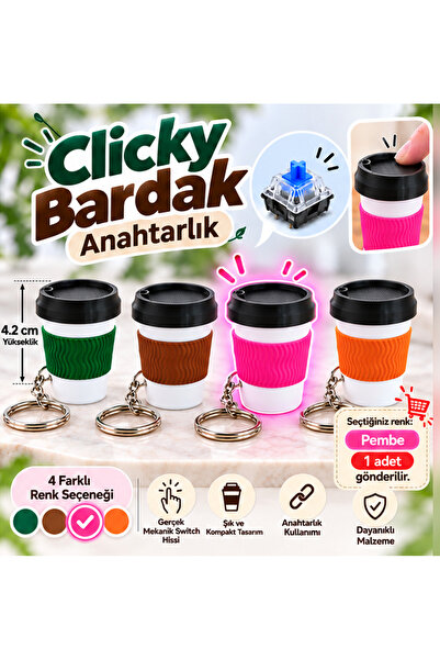 Robomio Clicky Bardak Anahtarlık Blue Switch Mekanik Fidget 4,2 cm – 1 Adet T...