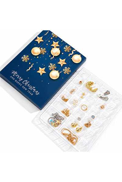 miraza Calendar Advent cu 24 Bijuterii Elegante, Set Cadou Craciun Femei, Cercei, Coliere, Bratari, Lanturi