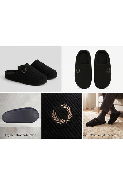 duhay Men's Winter House Slippers, Ribbed, Furry Inside, Lightweight Gondola Model