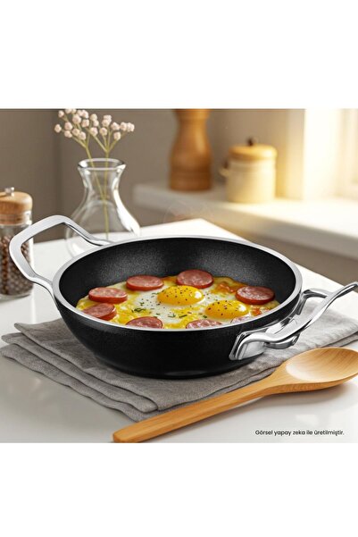 Lines Titanyum 22 cm Sahan Siyah Metal Kulp – Yapışmaz Kaplama, Dayanıklı, Ko...