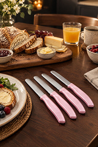 MAKRİ HOME 4'lü Ultra Keskin Tırtıklı Bıçak Seti, Pembe 22 Cm %100 Garantili ...