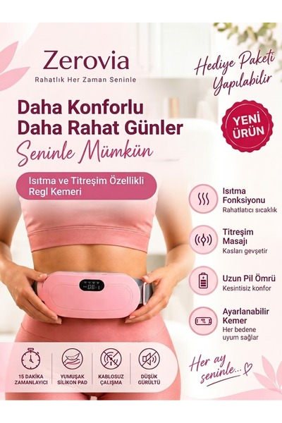 STLIFE 2024 Yeni Regl Kemeri Özel Gün Isıtmalı Titreşimli Masaj Ağrı Kesici S...