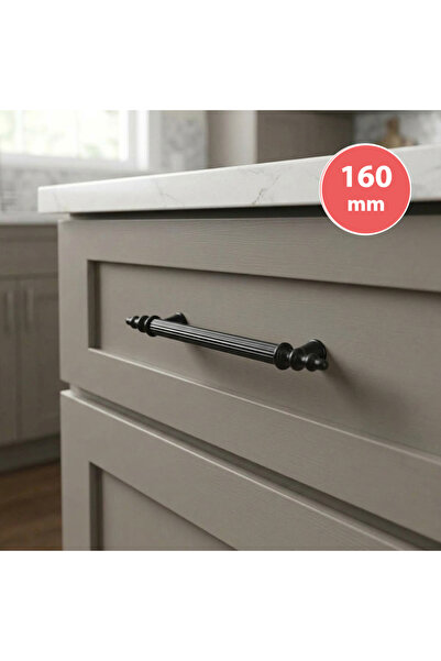 EYM Öyküm Çizgili Rustik 160 mm Mat Siyah Mobilya Dolap Kulp