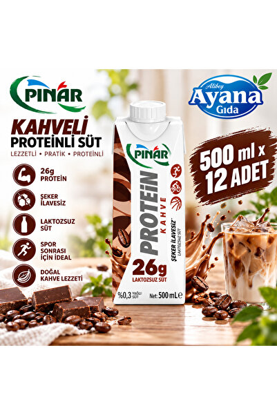 Pınar Laktozsuz Kahveli Proteinli Süt 500 ml x 12 adet