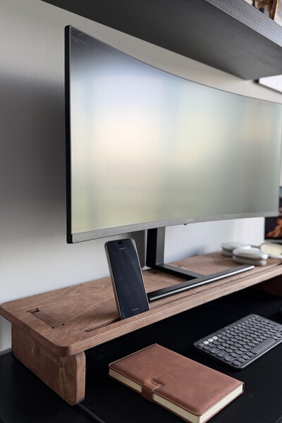Vivonest Ergonomik Ahşap Monitör Standı Masa Yükseltici Kontrplak Masa Düzenl...