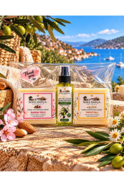 SOLE DATÇA Zeytin Çiçeği Kolonyası 60 ml, Badem Yağlı & Papatyalı Doğal Zeyti...