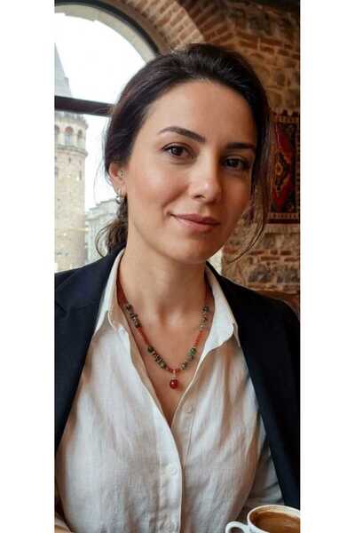 DEVİ fashion Agate Natural Stone Special Design Necklace 47 Cm