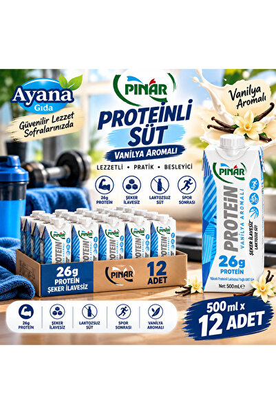 Pınar Laktozsuz Vanilyalı Proteinli Süt 500 ml x 12 Adet