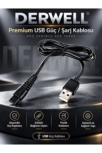 Derwell Tıraş Makinaları İçin Usb Şarj Kablosu Kaliteli Cabble Uzun Ömürlü Ku...