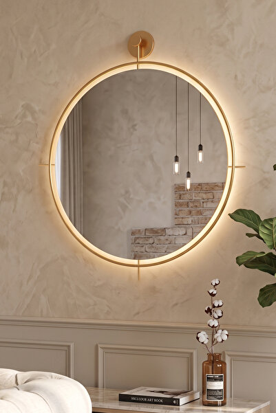 ASA KONSEPT Simirna Ayna Ledli GOLD 60 cm Dekoratif Hol Koridor Duvar Salon M...