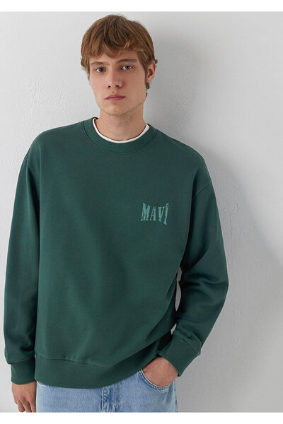 Mavi M0S10659 Logo Printed Sweatshirt Men's Sweatshirt Green