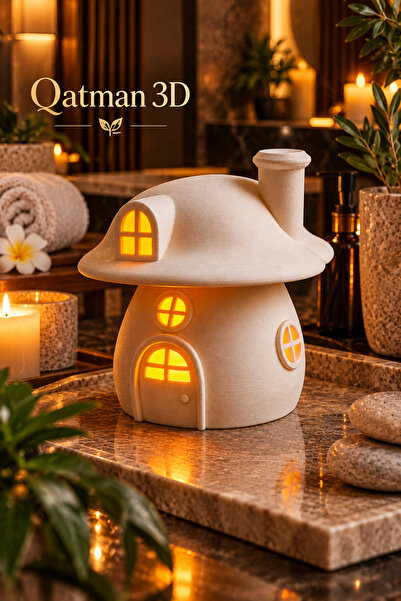 Mantar Ev Tealight Mumluk – LED Mum Dahil Dekoratif Işıklı Ev Mumluğu